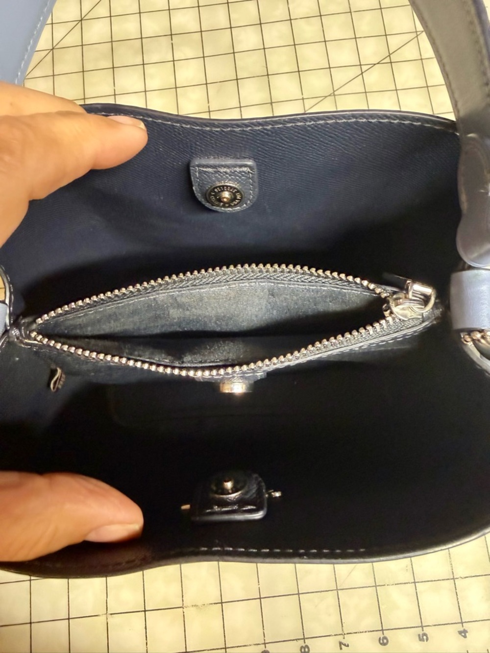 Coach White Floral Shoulder Bag with Blue Handle - Picture 8 of 9